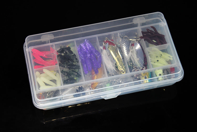 100-Piece Sequined Soft Bait Fishing Set with Hooks & Tackle Box