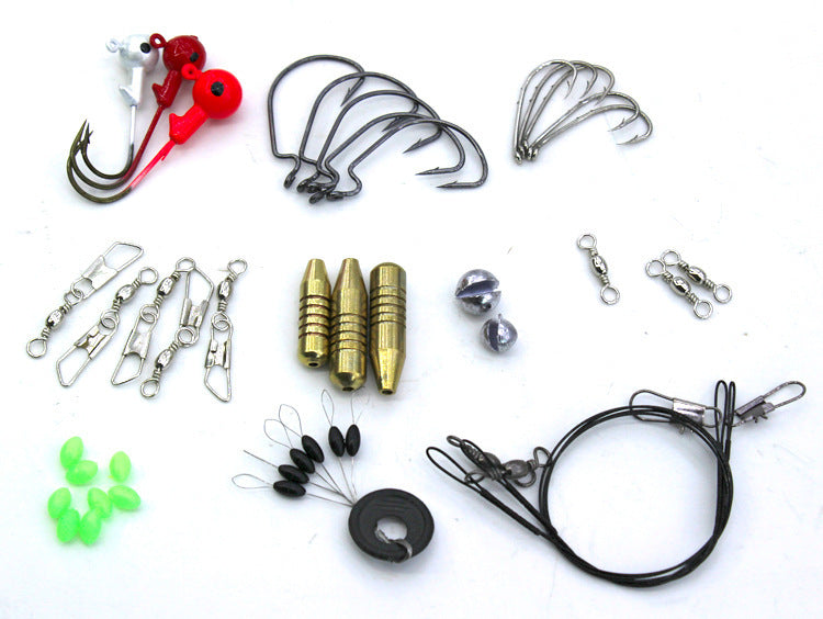 100-Piece Sequined Soft Bait Fishing Set with Hooks & Tackle Box