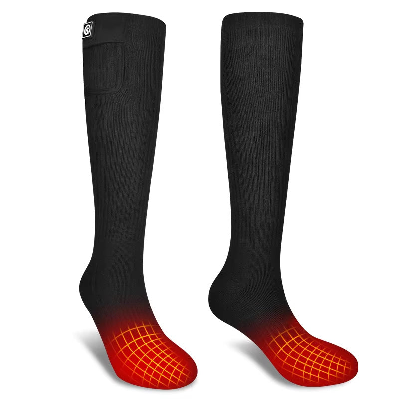 Men's Sporty Knitted Electric Heating Socks Far Infrared Fiber Heating Elements Anti-Slip Design Warm Cotton Spandex