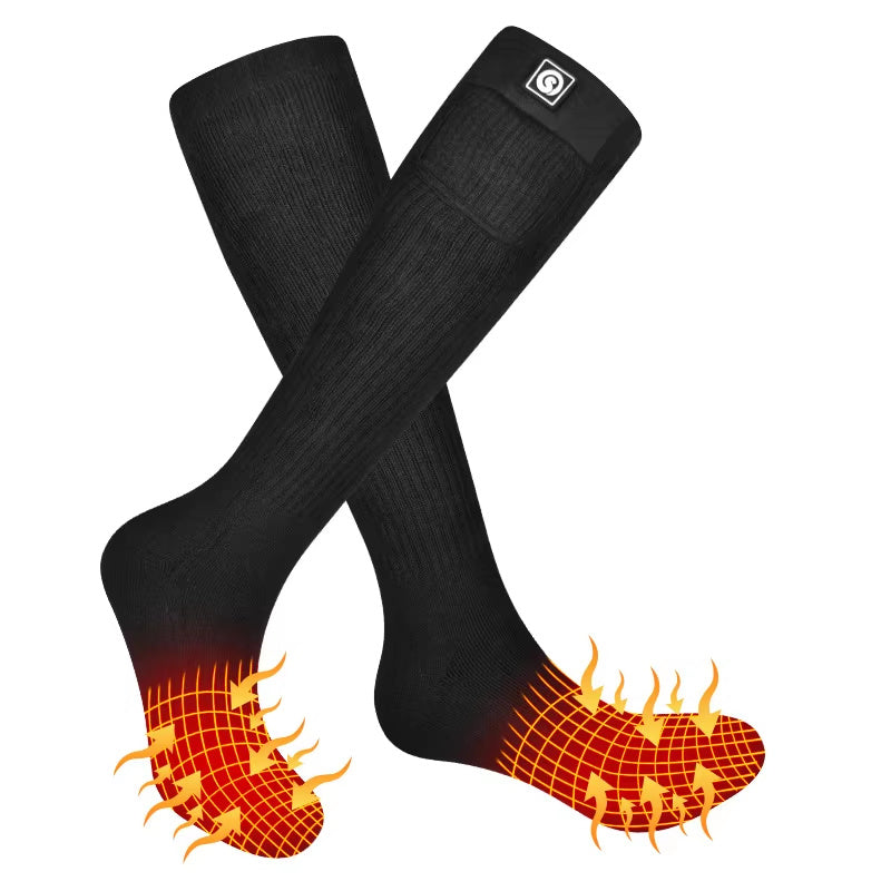 Men's Sporty Knitted Electric Heating Socks Far Infrared Fiber Heating Elements Anti-Slip Design Warm Cotton Spandex