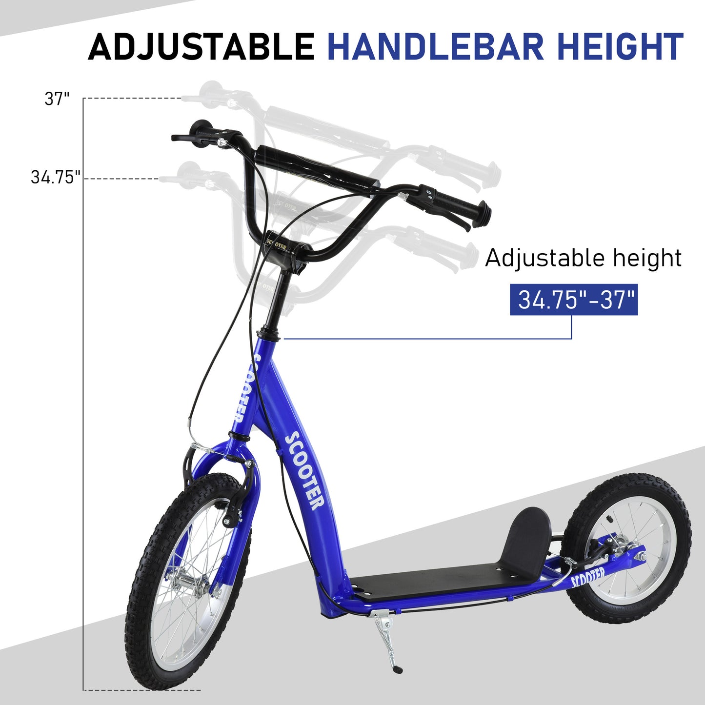 Kids Ride On Kick Scooter – Blue, Adjustable, Ages 5+, Dual Brakes