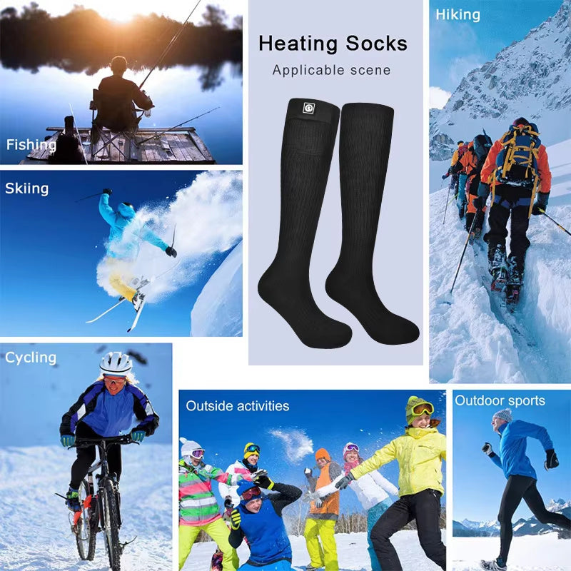 Men's Sporty Knitted Electric Heating Socks Far Infrared Fiber Heating Elements Anti-Slip Design Warm Cotton Spandex
