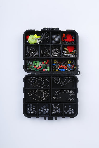 188Pcs Fishing Tackle Kit with Hooks, Lures & Weights – Portable Box