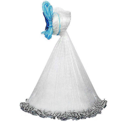 6FT/8FT Radius Fishing Cast Net – Heavy Duty Bait Trap with Chain Sinker