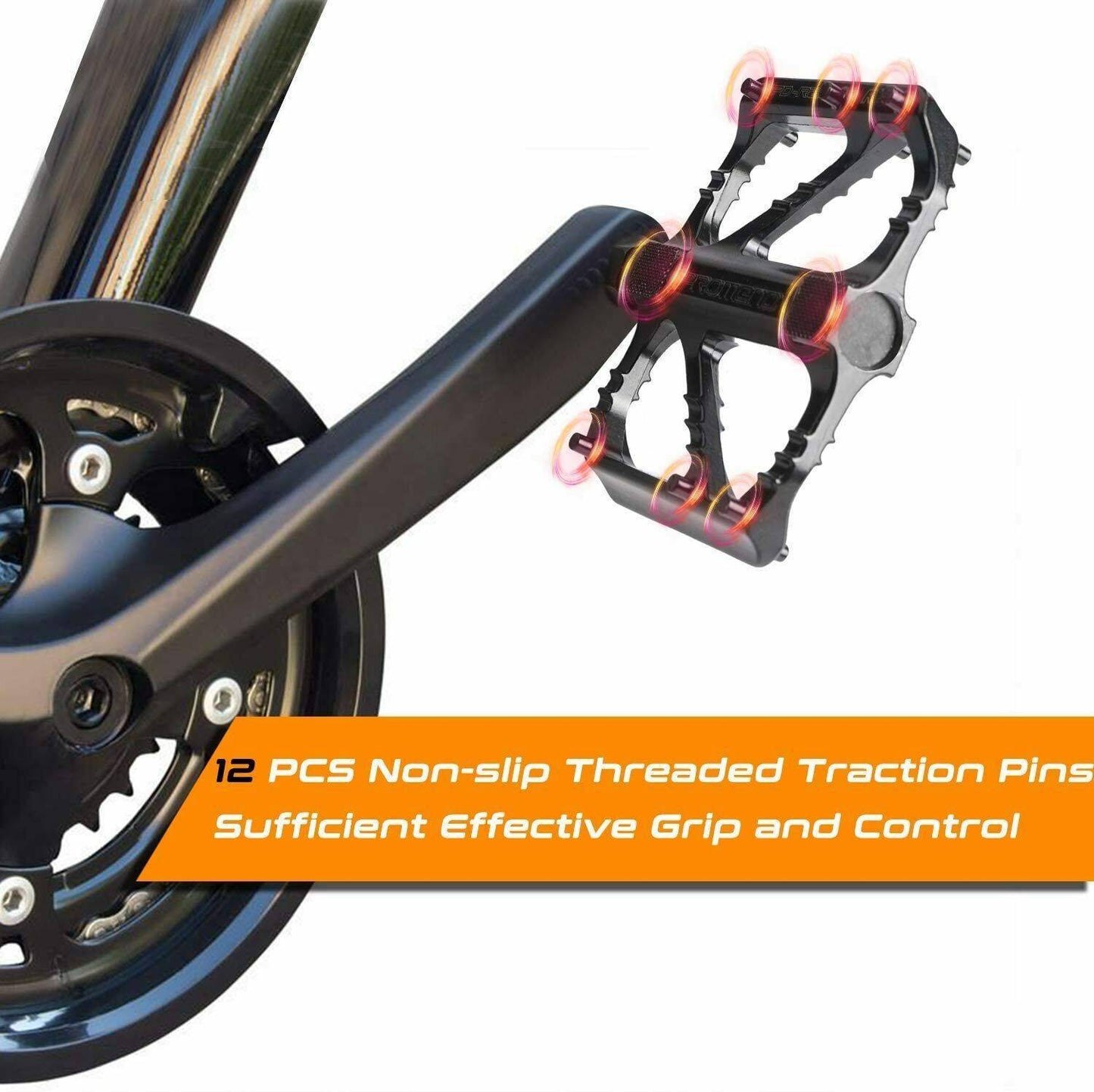 1 Pair Bicycle Pedals Mountain Road Bike Cycling Anti Slip Bearing Pedals Black