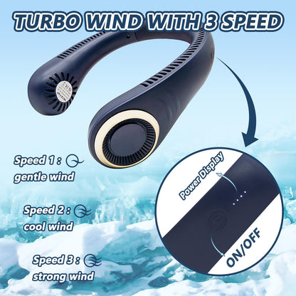 Turbine Neck Fan – Portable 3-Speed Cooling for Outdoor Sports