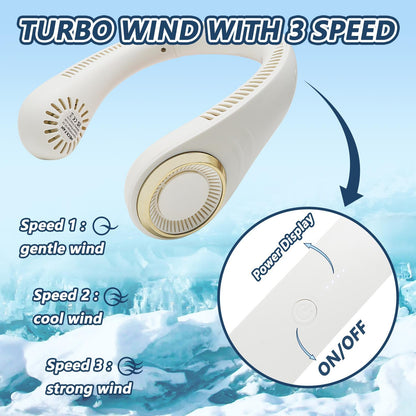 Turbine Neck Fan – Portable 3-Speed Cooling for Outdoor Sports