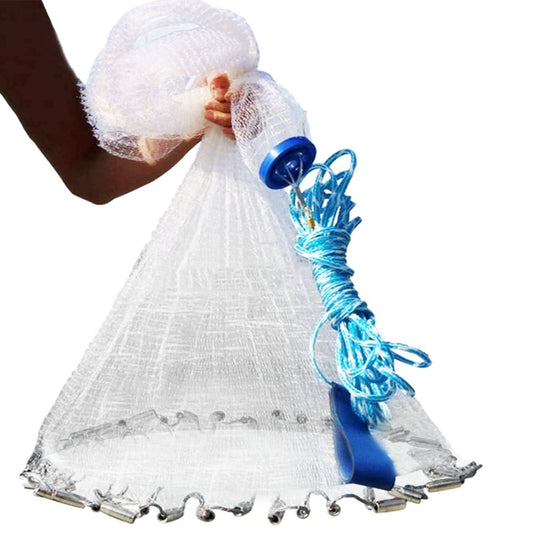 6FT/8FT Radius Fishing Cast Net – Heavy Duty Bait Trap with Chain Sinker