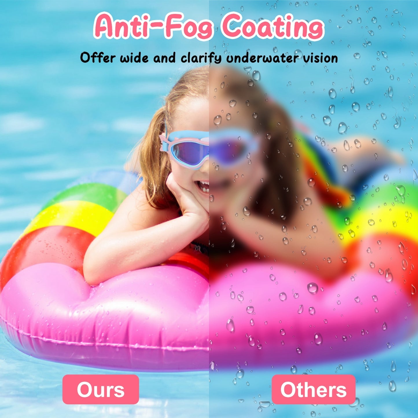 3 Colors Available – Kids Swim Goggles with Ear Plugs, UV Protection, Anti-Fog, Leak-Proof – Ages 3-16 – Pool, Beach, Water Park