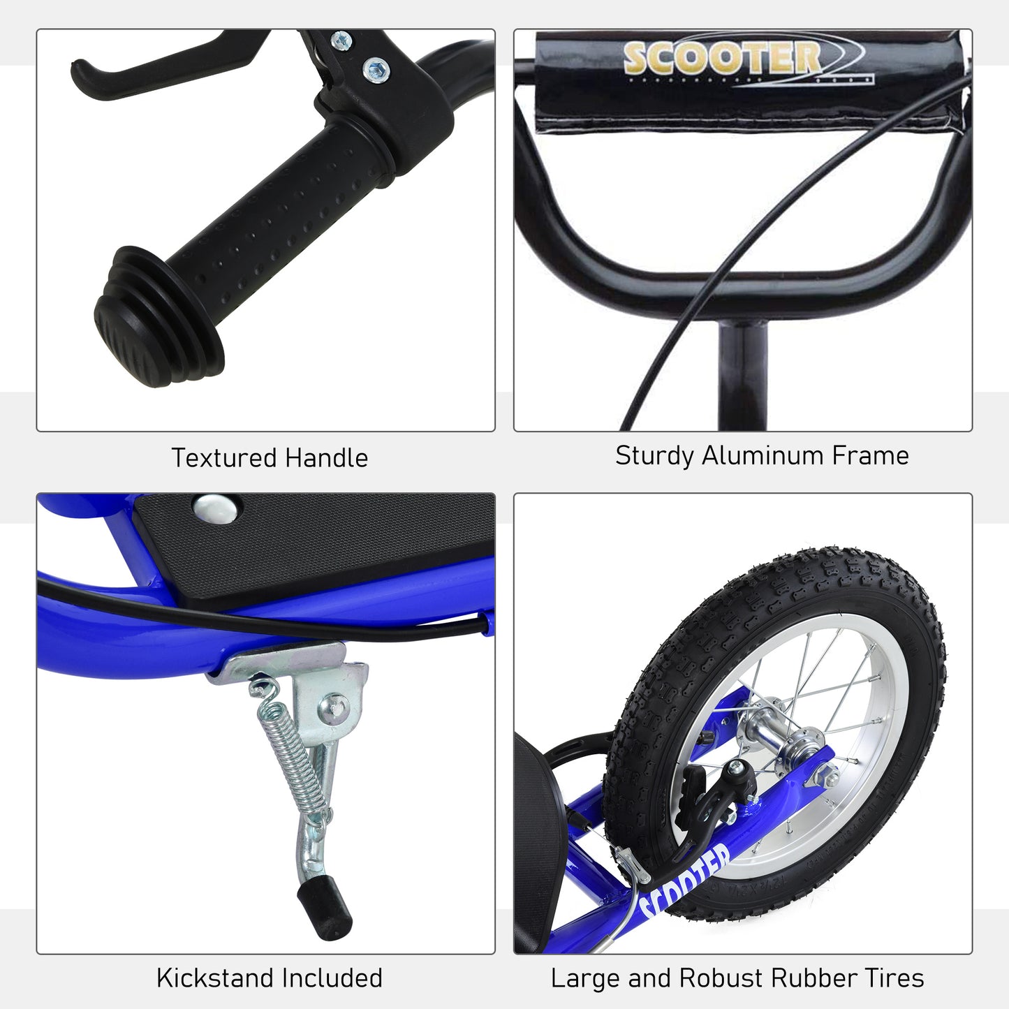 Kids Ride On Kick Scooter – Blue, Adjustable, Ages 5+, Dual Brakes