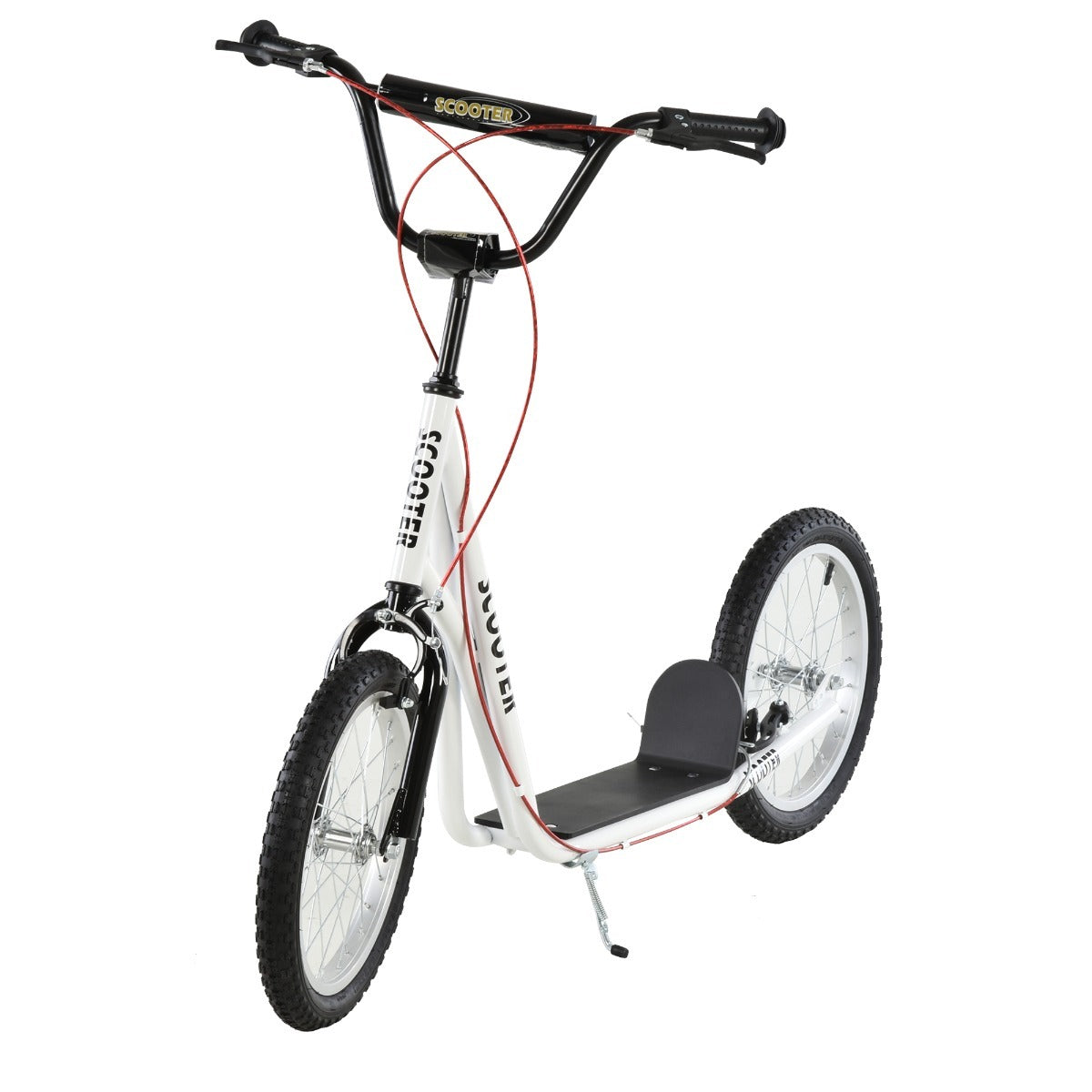 Toddler Scooter – White, Adjustable Handlebar, Dual Brakes, Inflatable Wheels