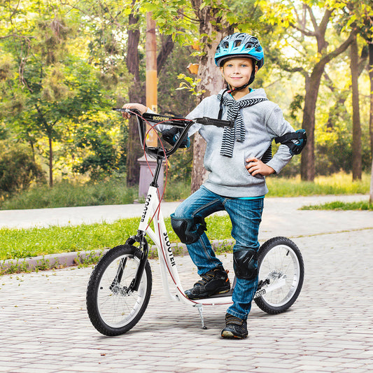 Toddler Scooter – White, Adjustable Handlebar, Dual Brakes, Inflatable Wheels