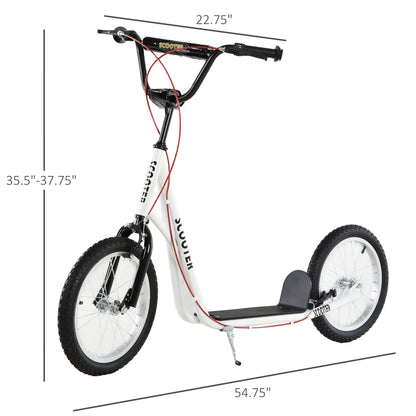 Toddler Scooter – White, Adjustable Handlebar, Dual Brakes, Inflatable Wheels