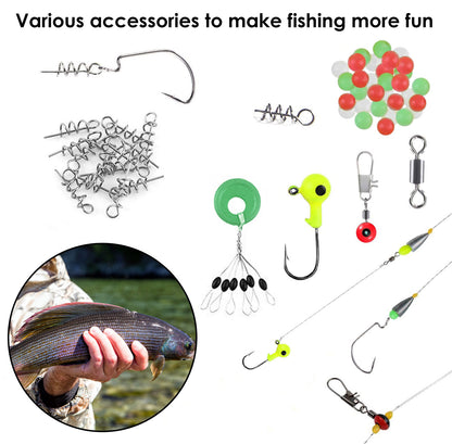 188Pcs Fishing Tackle Kit with Hooks, Lures & Weights – Portable Box