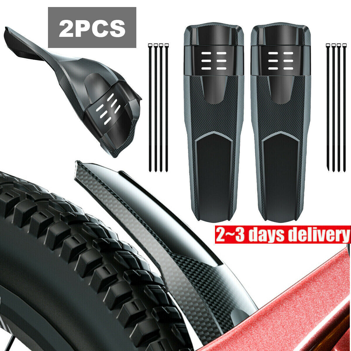 2PCS Cycling  Mudguard Mud Guard Mountain Bike Bicycle Fender Front Rear Tyre