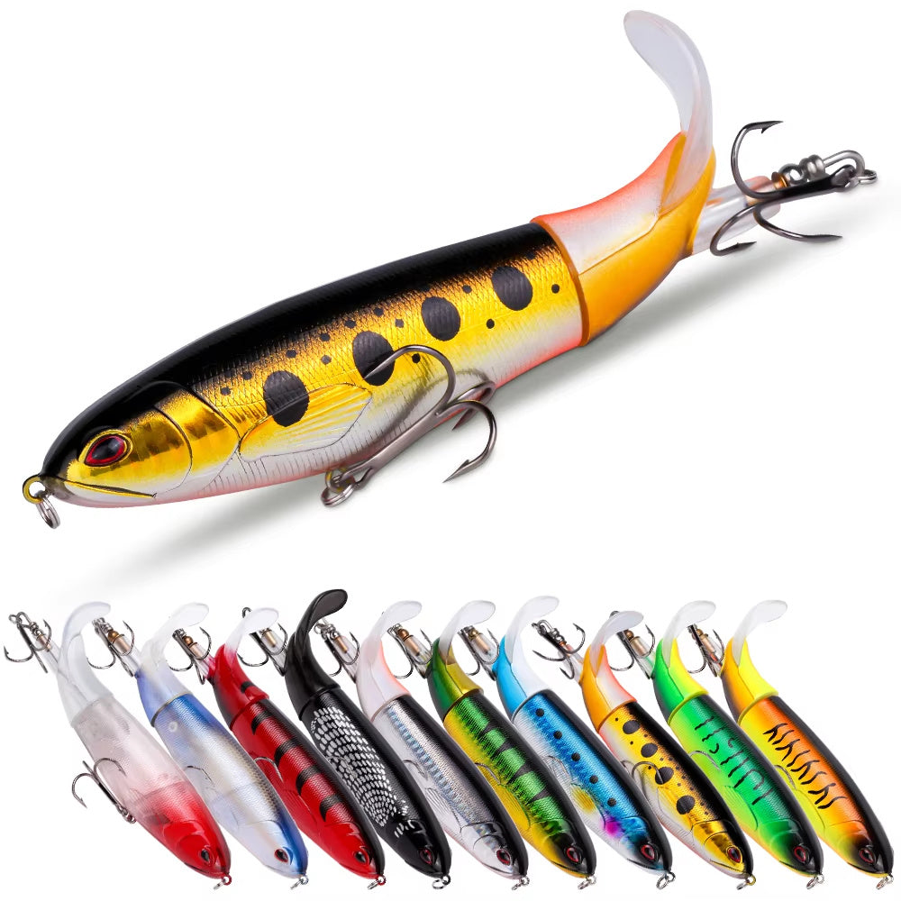 Topwater Fishing Lures Set – 20pcs Propeller Pencil Baits with 3D Eyes, Hooks Included – 13g/35g for Bass, Pike, Carp & More