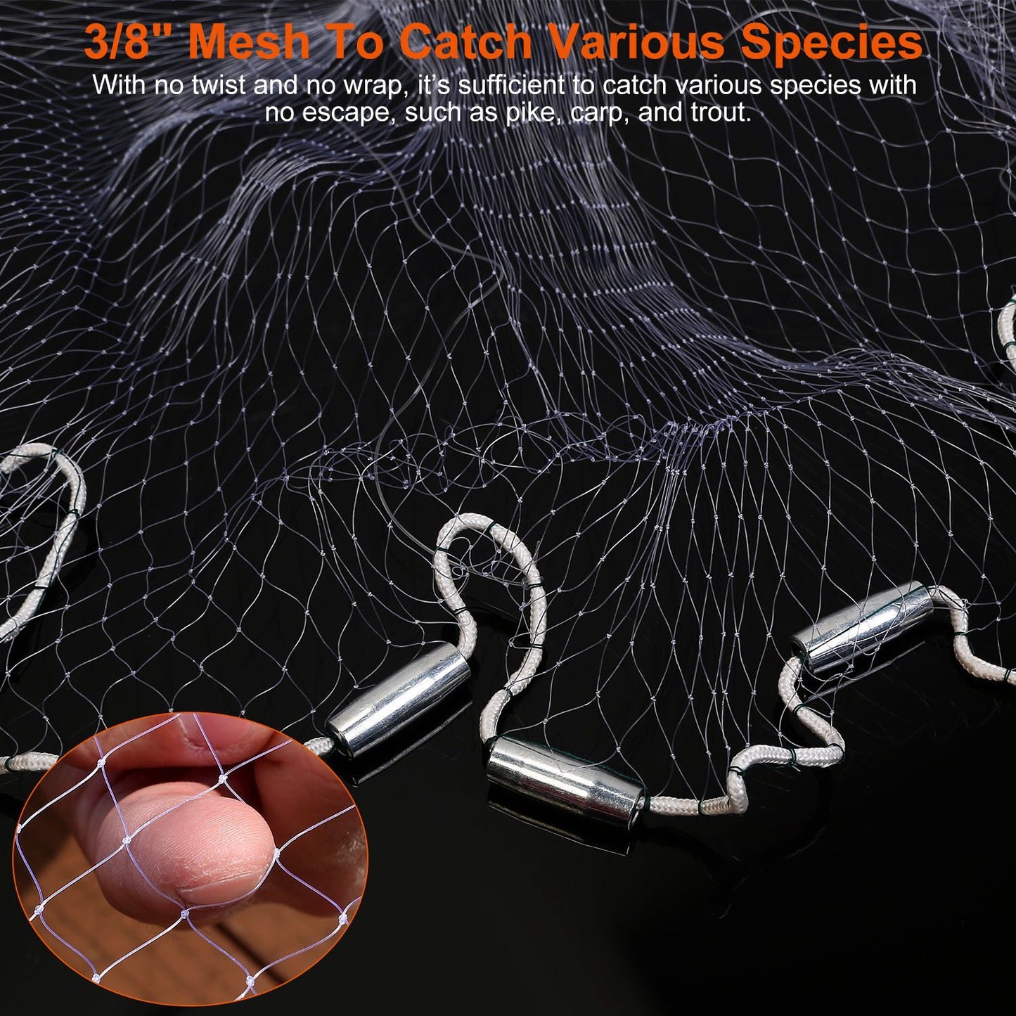 6FT/8FT Radius Fishing Cast Net – Heavy Duty Bait Trap with Chain Sinker