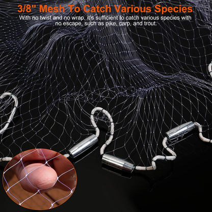 6FT/8FT Radius Fishing Cast Net – Heavy Duty Bait Trap with Chain Sinker
