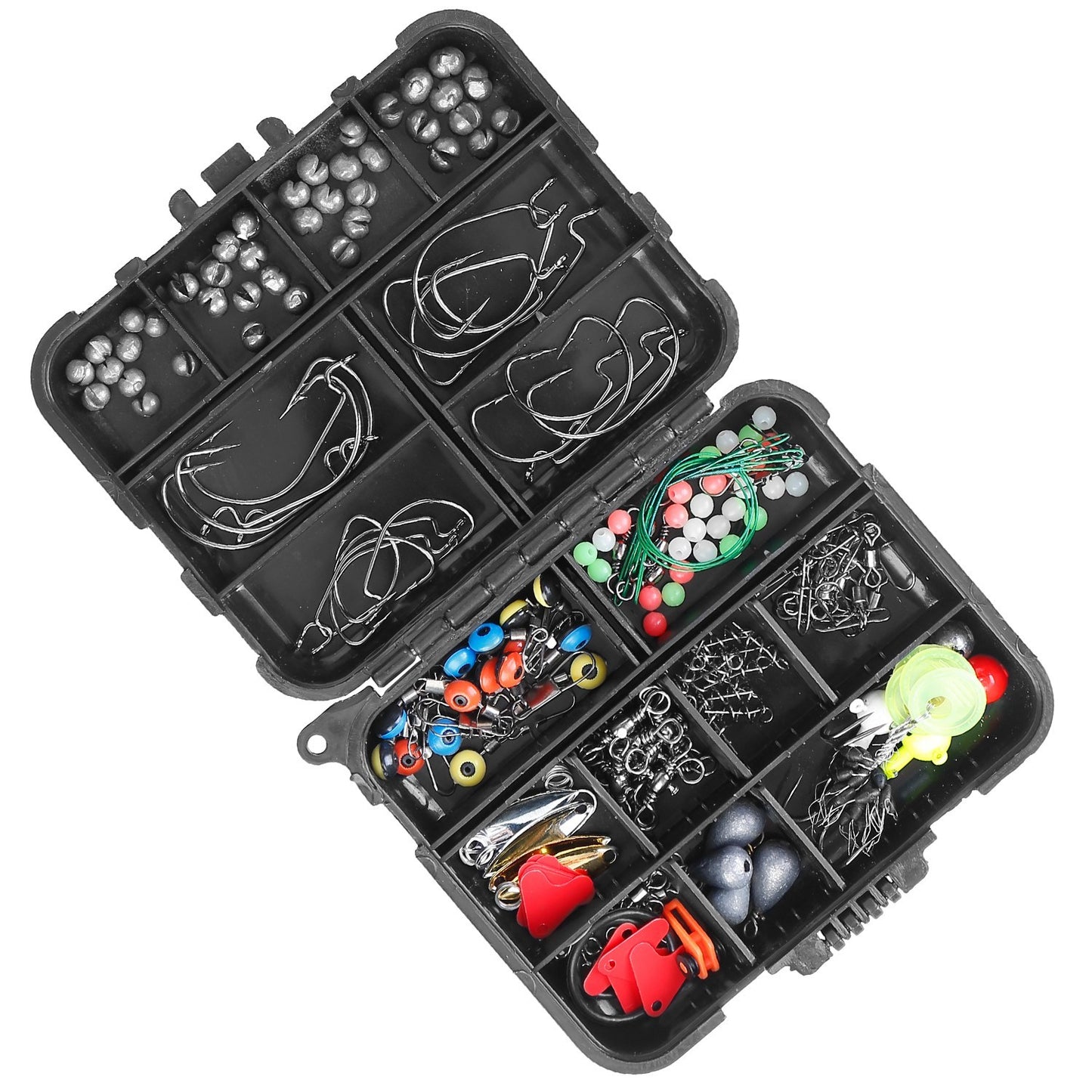 188Pcs Fishing Tackle Kit with Hooks, Lures & Weights – Portable Box