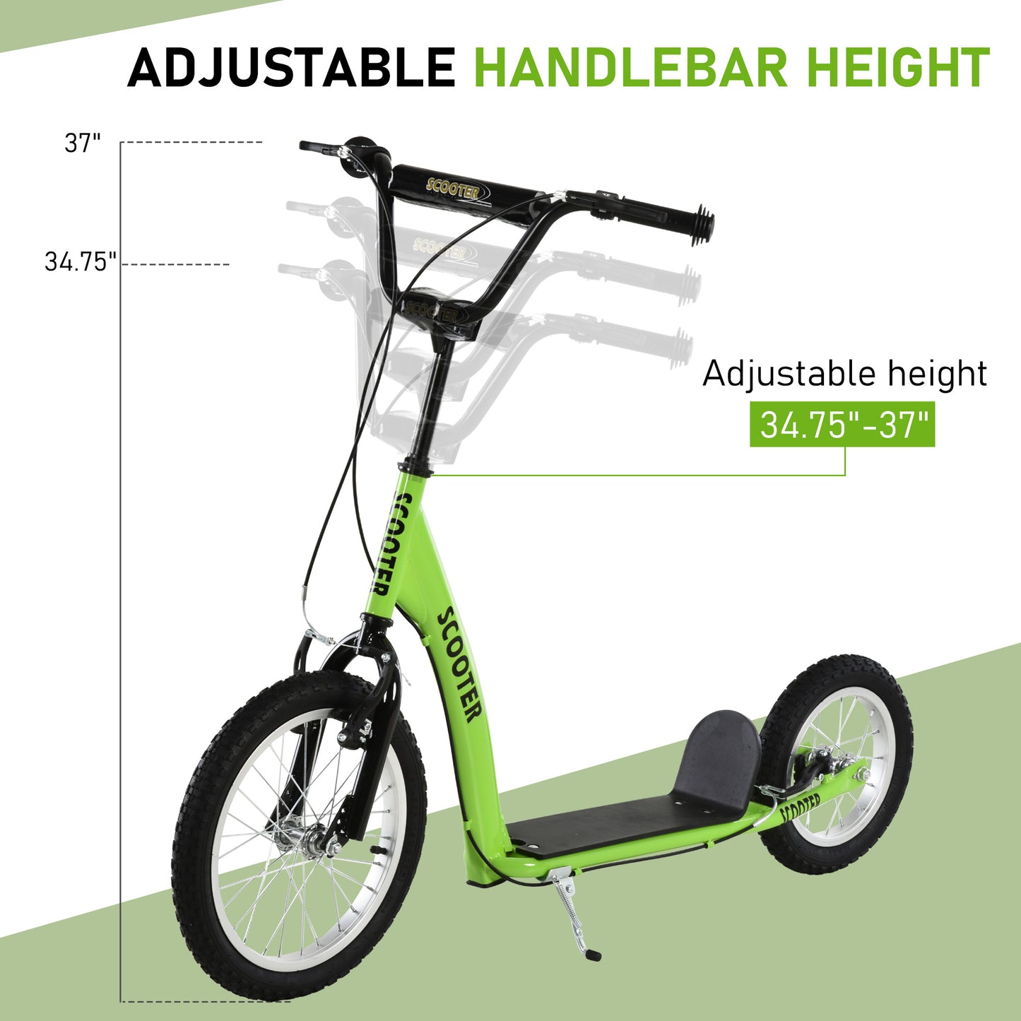 Youth Scooter – Adjustable Handlebar, Dual Brakes & Inflatable Wheels