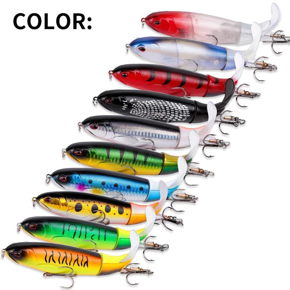 10-Piece 35g Topwater Fishing Lure Kit – 14cm Swiveling Tail Baits