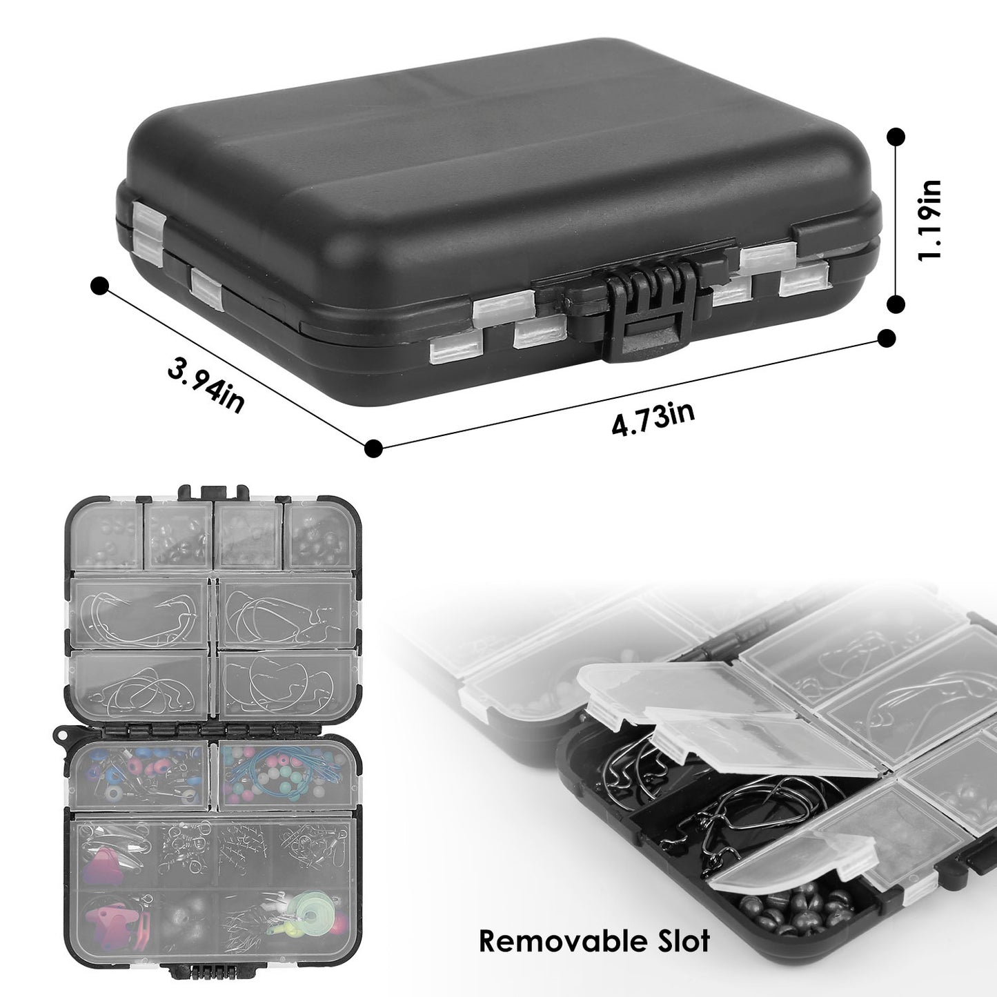 188Pcs Fishing Tackle Kit with Hooks, Lures & Weights – Portable Box