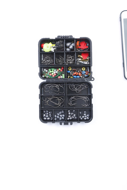 188Pcs Fishing Tackle Kit with Hooks, Lures & Weights – Portable Box