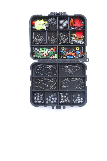 188Pcs Fishing Tackle Kit with Hooks, Lures & Weights – Portable Box