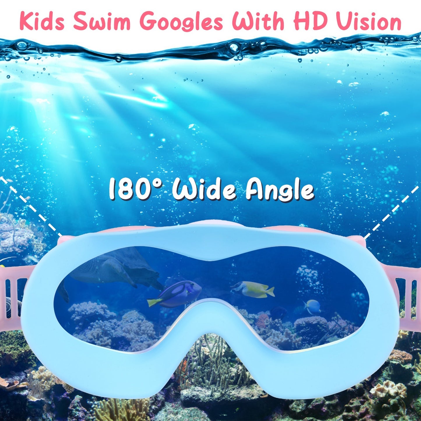 3 Colors Available – Kids Swim Goggles with Ear Plugs, UV Protection, Anti-Fog, Leak-Proof – Ages 3-16 – Pool, Beach, Water Park