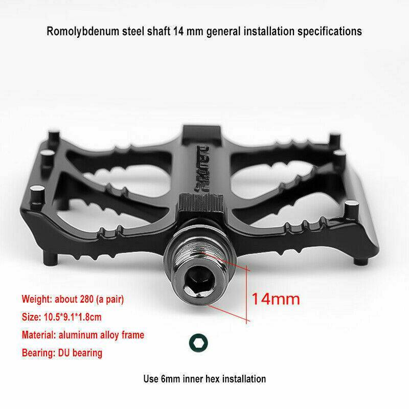 1 Pair Bicycle Pedals Mountain Road Bike Cycling Anti Slip Bearing Pedals Black