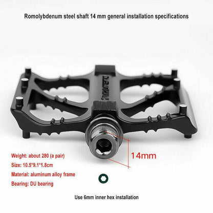 1 Pair Bicycle Pedals Mountain Road Bike Cycling Anti Slip Bearing Pedals Black